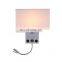 Modern Sconce Indoor LED Wall Lamp Creative Bedroom Bedside Lights USB Interface Hotel Cloth Wall Lamp