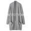 Women's 100% Cashmere Long Casual Knitwear Plus Size Cardigan Fashionable Solid Pattern Winter Sweater with Front Logo