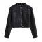 American INS high street retro short slim motorcycle jacket for women in 2025 autumn vintage color leather jacket and suede jacket