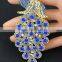 Wholesale Costume Jewelry China Peacock Crystal Peacock Brooches Blue Cheap