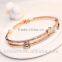 High Quality Double Round Full Rhinestone Bangle Crystal 18k Rose Gold Bracelet