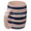 Ceramic Blue & White Striped Mug With Lid