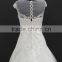 Best selling! Latest A-line high quality beaded lace appliques wedding dress with ribbon bow