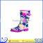 Pink flower rain boots with buckle short style for women