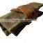 folded waxed canvas watch roll with leather trim