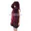 Wine red fashion long fur vest with big fur hoodie/whole raccoon fur vest KZ160066