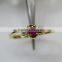 1 Ruby 2 Diamond Ring In 14K Gold