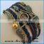 Wholesale women fashion jewerly braided leather infinitely skull bracelet