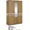 3 Door Clothes Wooden Almirah Designs With Mirror