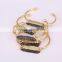 Fashion Gold Electroplated Brass Bangles, Natural Freshwater Pearl Gemstone Druzy Jewelry Bangles in Adjustable Size