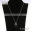 Multi Chain Mesh Titanium Druzy Stone Crystal Heart Shape Pendant Fashion Necklace