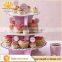 Princess Paper Cupcake Stand For Girls 3-Tire Polka Dot Cake Holder Pink Party Supply