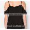Basic Cold Shoulder Tee Strap Black Woman Off Shoulder Blouses