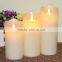 3pcs dripping flameless moving wick real wax pillar led candles with timer remote control led candles