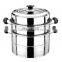 2 layers stainless steel steamer pot with bakelite handle