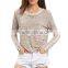 Customized Woman T-shirts Ladies Casual T Shirt Round Neck Long Sleeve Loose T-shirt