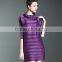 Women striated Polo neck casual pleated dresses