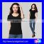 women pure cotton loose t-shirt white&black blank plian o neck short sleeve for women