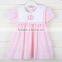New Style Smocked O Neck Dress 2017 Hot Sale Casual Short Sleeve Button Back Baby Dress for Boutique Kids Clothing