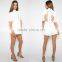 High neck lace zipper back white short jumpsuits women chiffon playsuit