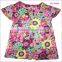 Mini fashion color flower designs wholsale summer cotton cap-sleeve girls net t shirt