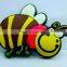 soft pvc cute yellow bee shaped rubber magnet for fridge decor