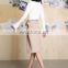 2017 ladies skirts and blouses pure color waist tie midi woman skirt