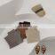 Boys and girls tops 2020 autumn Korean children's half high collar baby striped beige all-match bottoming shirt