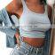 Summer Slim Render Short Top Sexy Women Sleeveless U Croptops Tank Tops Solid Black/White Crop Tops Vest Tube Top 4 Colors