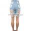 Wholesale washed blue Hollow Out holes jeans denim shorts for women