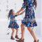 Mom and Daughter Dress Mommy and me 2019 Blue Floral Printed Mini Dress Mother Daughter Dresses Mother and Daughter Clothes