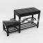 Customized Black PVC Leather Luxury Shoe rack Ottoman Rectangle  Long Double Size Beach with Metal Frame