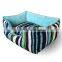 Dog Stripes Print Canvas Dog Bed Pet Memory Foam Pet Bed