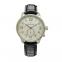 Stainless Steel Case multi-function Watches Man Genuine Leather Dual Time Quartz Watch