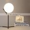 Nordic modern table lamps for living room white glass ball table light iron round ball desk lamp Reading