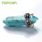 Topearl Jewelry Hexagonal Prism Blue Turquoise Jewellery Pendant Necklaces Rhinestones Clay Pave SPW04