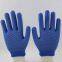 blue polyester thread knitted white PVC dot palm coated anti-slip safety work gloves