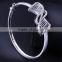 Luxury Jewelry Platinum Gold Plated CZ Fashion Ribbon Shape Ladies Love Bangle