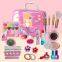 Kids Makeup Kit Lip Gloss Water Based Nail Polish Nail Sticker Cosmetic case OEM Popular Girl Kids Makeup Set