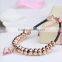 Fashion Austrian Crystal Plated Bracelets Leather Rope Heart Love Beads Bangles Jewelry