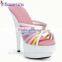 White platform fashion beautiful girls high heel sandal slipper sexy fetish shoes for summer
