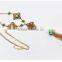 Ethnic gold jewellery square charm pearl drop metal tassel necklace