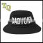 2014 fashion black 3D embroidery bucket hats