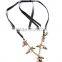 marvelous gorgeous splendid posh copper flower pearl beads long lace necklace