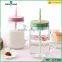 500ml Transparent glass mason jar for juice and milk with handle