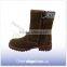 Cow Suede Spanish Leather Boots With Button