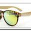 Newest Design Bamboo Sun Glasses Green Color Lenses Bamboo Arms Plastic Frame Sunglasses