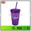 promotion 16 ounce double wall plastic straw cold cup