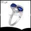 Double zircon blue saphire infinity shaped ring for women