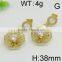 Latest rhinestone round shape gold color noblesse earring